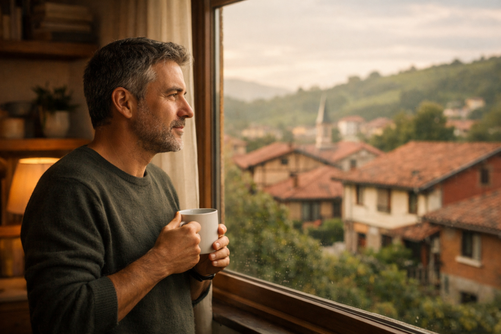 Propietario en Asturias reflexionando sobre el valor de su vivienda y buscando claridad sobre el mercado inmobiliario en 2026